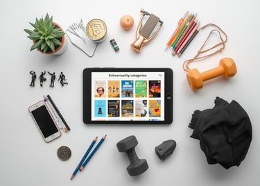 Visual representation of diverse ebook categories in digital library collection