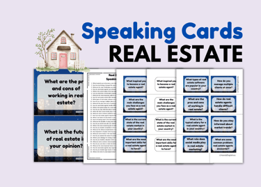 REAL ESTATE - Speaking Cards for ESL and ELA and/or for Real Estate Agents/Students