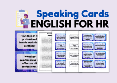 ENGLISH FOR HR ( Human Resources - Business English) - Speaking Cards for ESL and ELA and/or for HR