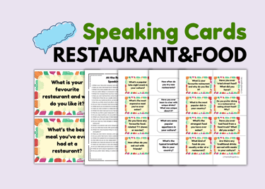 Speaking cards food and restaurant ordering food in english activities pdf