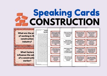 ENGLISH FOR CONSTRUCTION/ Technical English - Speaking Cards for ESL and ELA