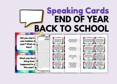 Speaking cards back to school end of year activities pdf