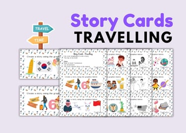 TRAVELLING ELA ESL Creative Task Cards for speaking writing, and vocabulary