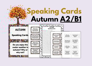 Autumn Speaking Cards Activity ESL Vocabulary Writing Prompts