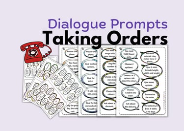 ESL ELA Taking Orders Business Beginner Dialogue Prompts Newcomers A1-A2+
