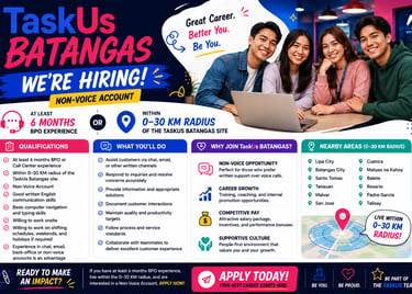 job hiring in batangas city jobs in batangas city work from home jobs taskus batangas