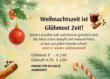 Werbung für den Glühmost in der kalten Jahreszeit