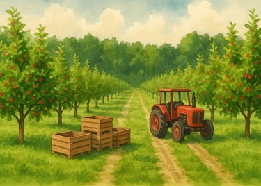 Luftbildaufnahme vom Obstgarten der Familie Harm