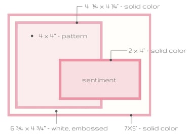 Card making sketch with measurements
