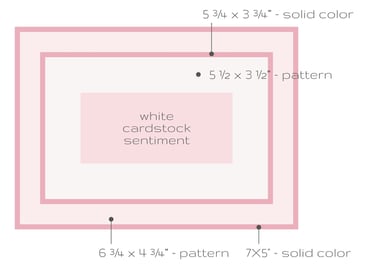 Card making sketch with measurements