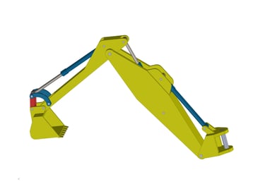 Projeto mecânico, modelagem 3D, máquina, equipamento, braço escavadeira.