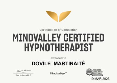 Dovilė Martin Paul McKenna Hipnoterapijos kurso diplomas
