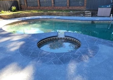 a pool with a hot tub and a pool