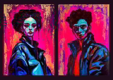 Original acrylic painting ‘Mira and Dario’ by manef