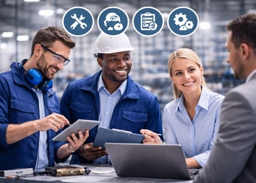 servicos industriais na gestao da qualidade com equipe tecnica analisando processos e atendimento ao