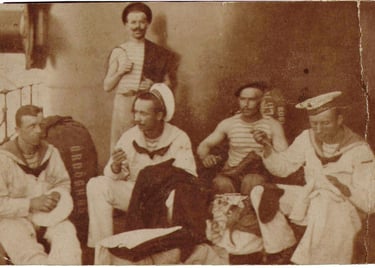 Ruha karbantartás, effekten reinigung 1908 (Harmat Lajos jobbról a második)