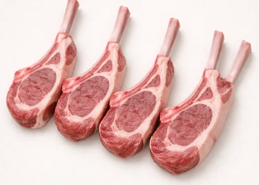 Lamb rib chops, tender bone-in cuts ideal for grilling or pan searing.