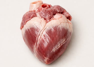 Lamb heart, lean organ meat suitable for grilling or curries