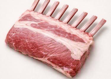 Rack of lamb with rib bones, premium cut for roasting and fine dining