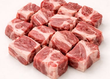 Lamb flank curry cut, boneless chunks for quick cooking recipes.