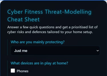 Cyber Fitness Threat-modelling cheat sheet