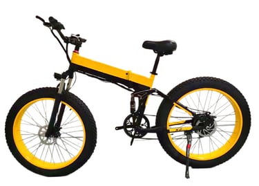 electric bicycle with a yellow tire on it