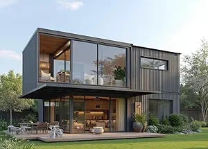 2 story container house in nicely kept yard