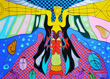 Lady Moth, an emotional exploration of metamorphosis, on canvas by Kristina Lee