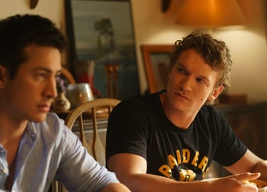 Shane Hollander and Ilya Rozanov at the cottage in Heated Rivalry Season 1 Episode 6