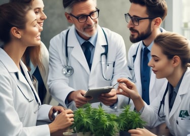 Team collaborating over a digital strategy map in a modern office.