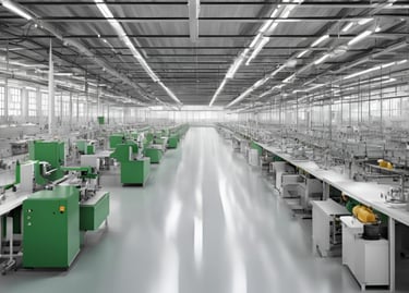 Production hall of a textile fabrics manufacturer