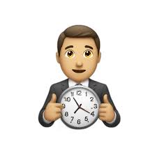 a man in a suit and tie holding a clock