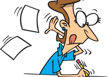 a cartoon man with a pencil and paper
