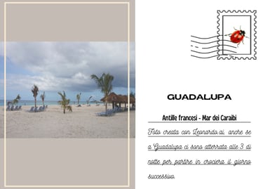 Cartolina di una spiaggia sabbiosa di Guadalupa