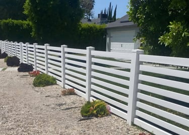 Custom horizontal vinyl fence.