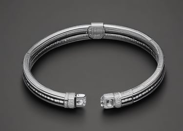 A bright, minimalistic display of various jewelry pieces on a clean surface.