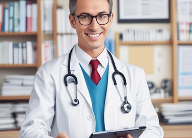 black stethoscope with brown leather case