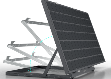 Versatile residential solar mounting system installed on a balcony, compatible with all inverters and panels, featuring adjus