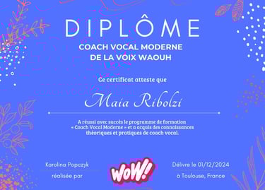 Maia Ribolzi - Diplome de coach vocal moderne