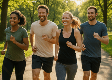 groupe de sportifs qui courent pour la journée mondiale du sport