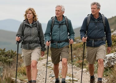 Smiling faces at a weekend hiking event, surrounded by lush forest trails.
