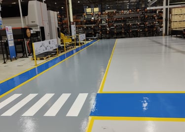 Piso industrial com acabamento epóxi