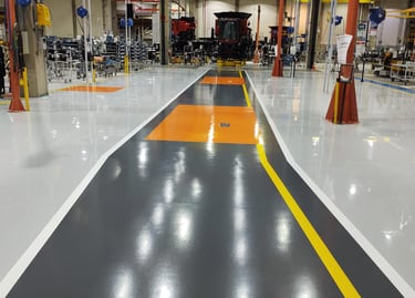 Aplicação de piso epóxi cinza