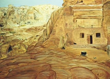 The Snake Monument. Oils on Canvas by Clare Littleton