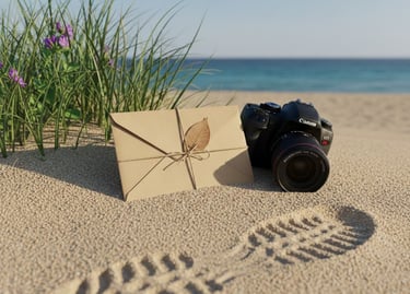 a camera and a camera on a beach