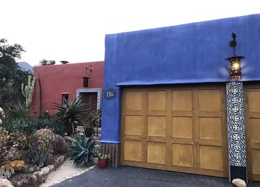 Colorful stucco home designed by Santa Barbara architect Jeff Shelton.