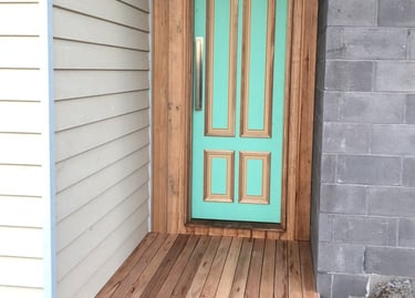 Front door, Timber cladding and deck & james hardie cladding by Dylan Ludbrook carpentry in Geelong
