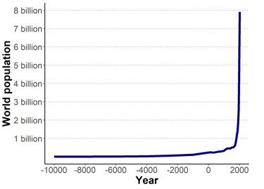 Graph of the evolution of the world population for 12,000 years