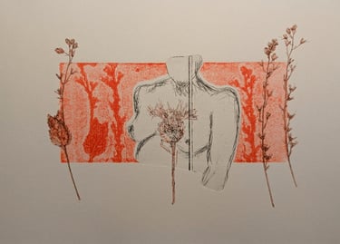 Euphrosyne Trois grâces nue gravure Tetrapak monotype