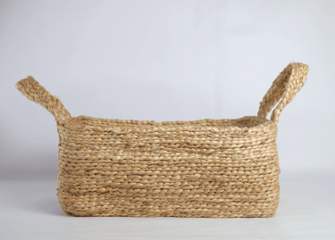 Handwoven rectangle jute tray basket with handles, eco-friendly storage solution